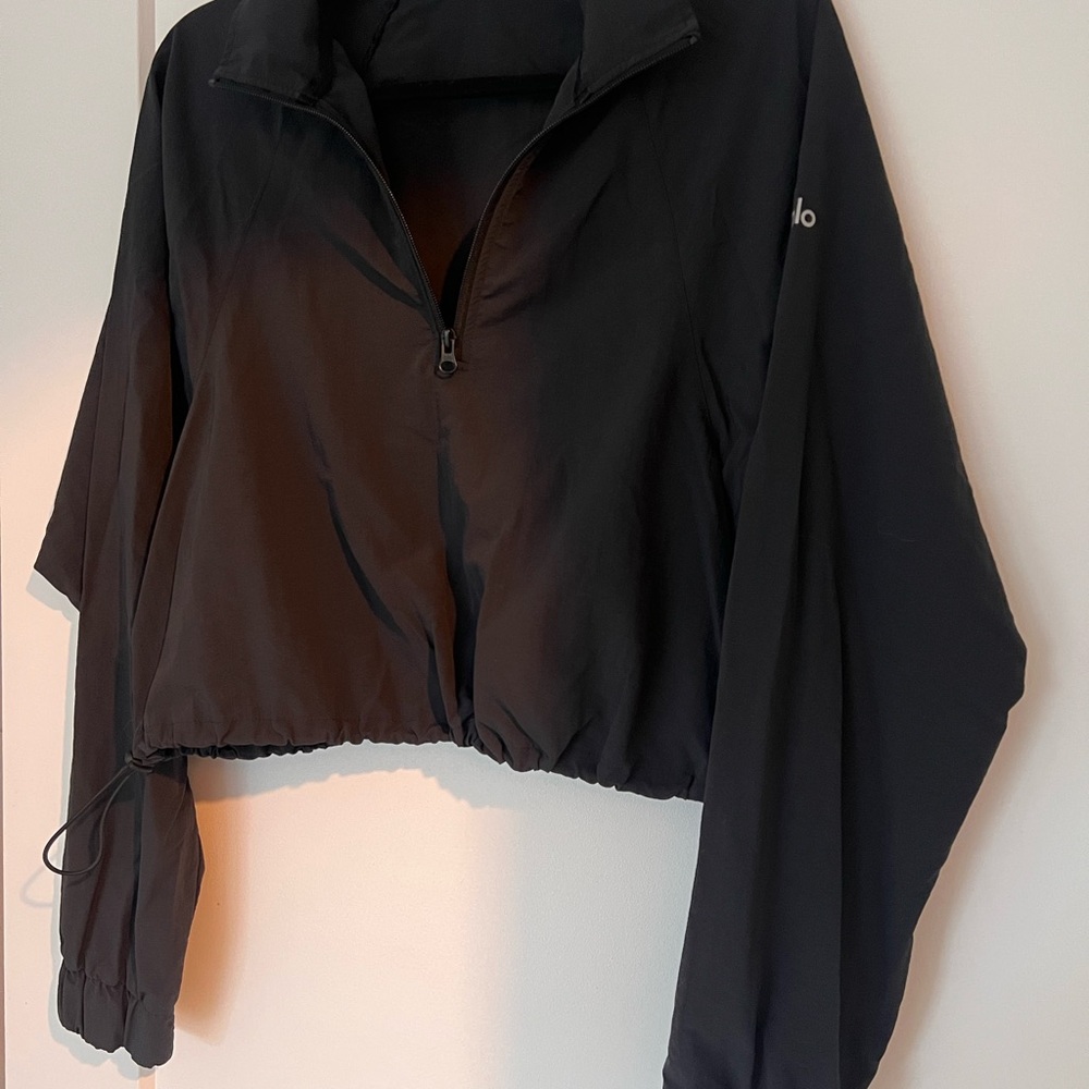 ALO Yoga Black Cropped Bomber Jacket